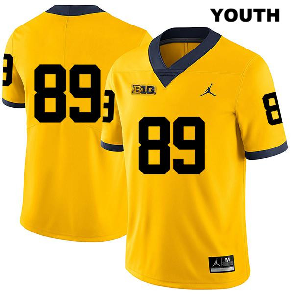 Youth NCAA Michigan Wolverines Carter Selzer #89 No Name Yellow Jordan Brand Authentic Stitched Legend Football College Jersey LD25T01YT